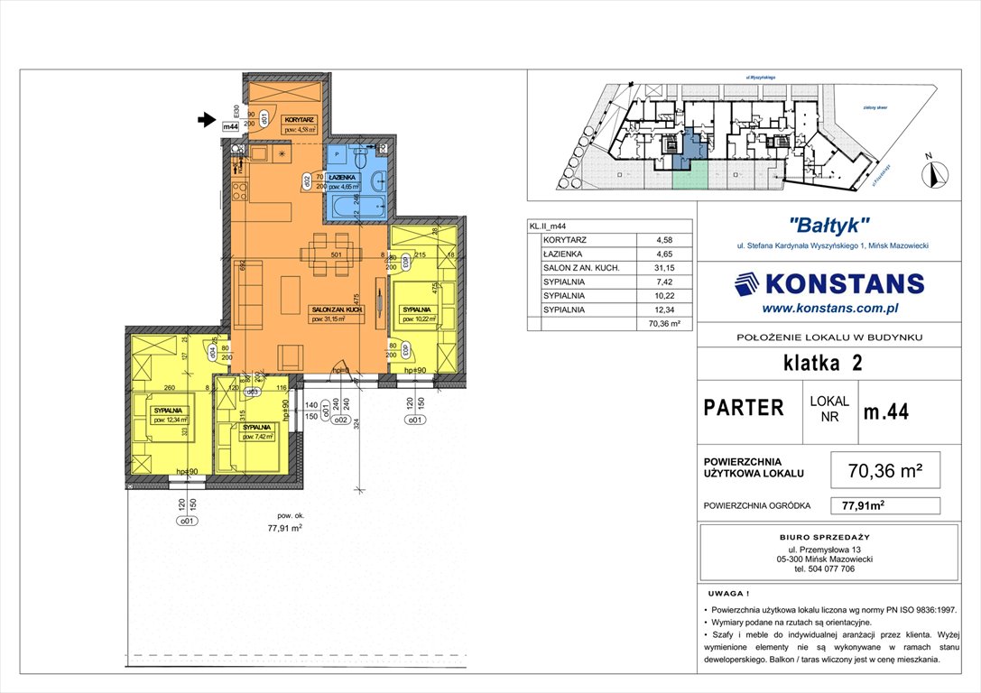 Nowe mieszkanie czteropokojowe  Bałtyk Mińsk Mazowiecki, Wyszyńskiego 1  70m2 Foto 1