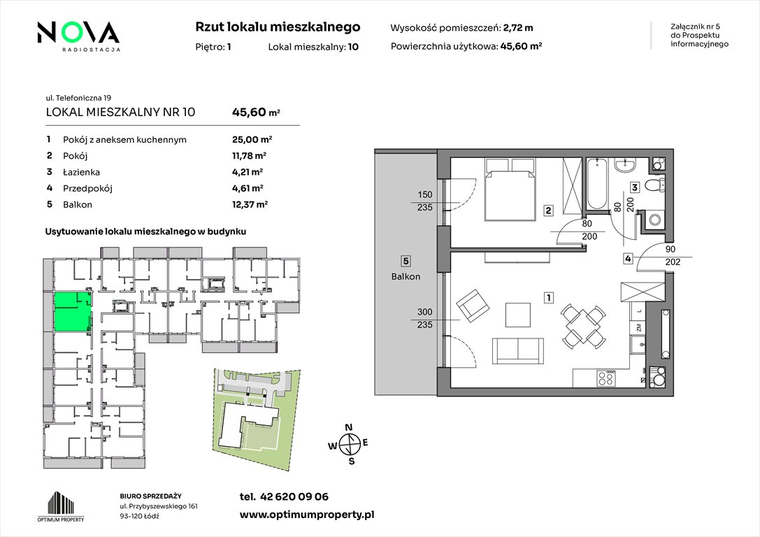 Nowe mieszkanie dwupokojowe NOVA RADIOSTACJA  Łódź, Śródmieście, ul. Telefoniczna 19  46m2 Foto 1