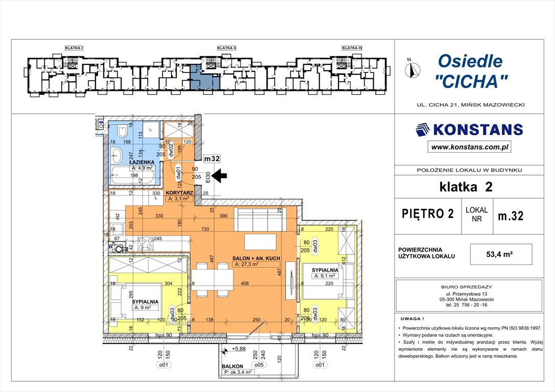 Nowe mieszkanie trzypokojowe Cicha 21 Mińsk Mazowiecki, Cicha 12  53m2 Foto 1