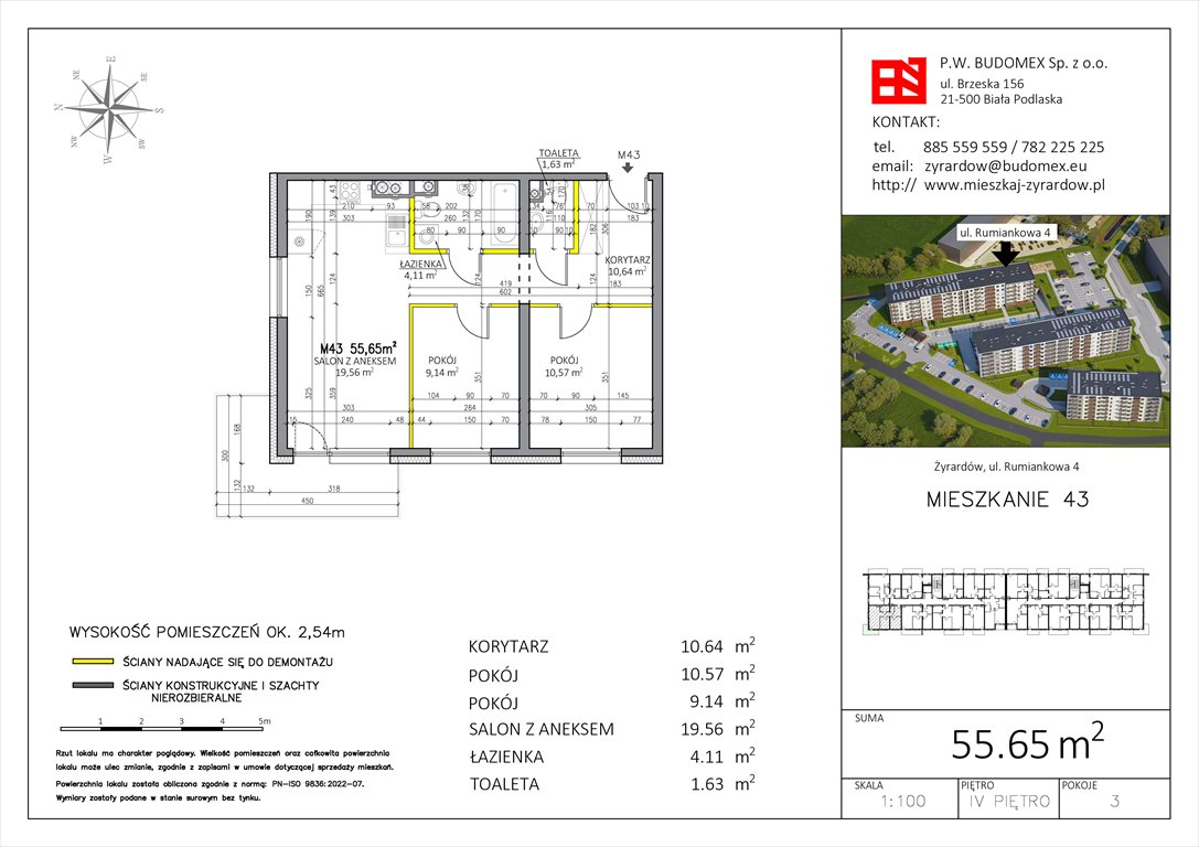 Nowe mieszkanie trzypokojowe Rumiankowa 4 Żyrardów, Rumiankowa 4  56m2 Foto 1