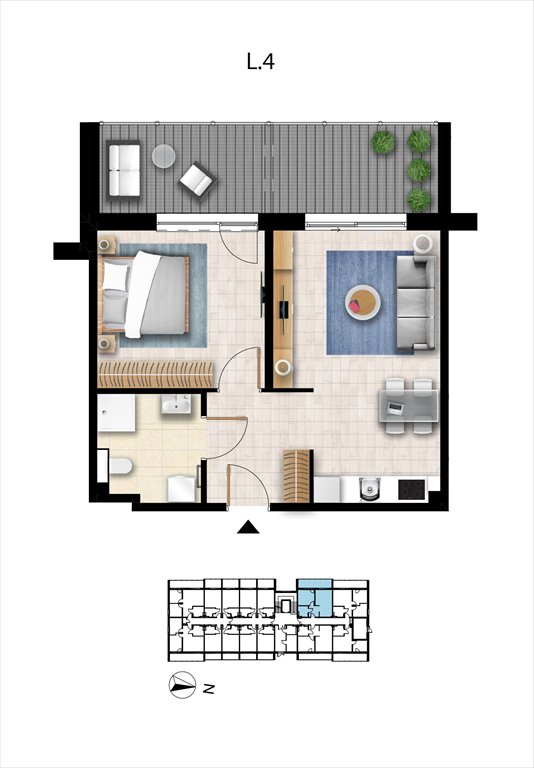 Nowe mieszkanie dwupokojowe Sunset Resort Grzybowo, Nadmorska 98 -106  46m2 Foto 1