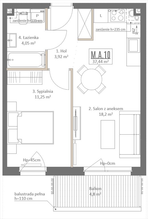 Nowe mieszkanie dwupokojowe Botanika Gdańsk, Osowa, Izydy  37m2 Foto 1