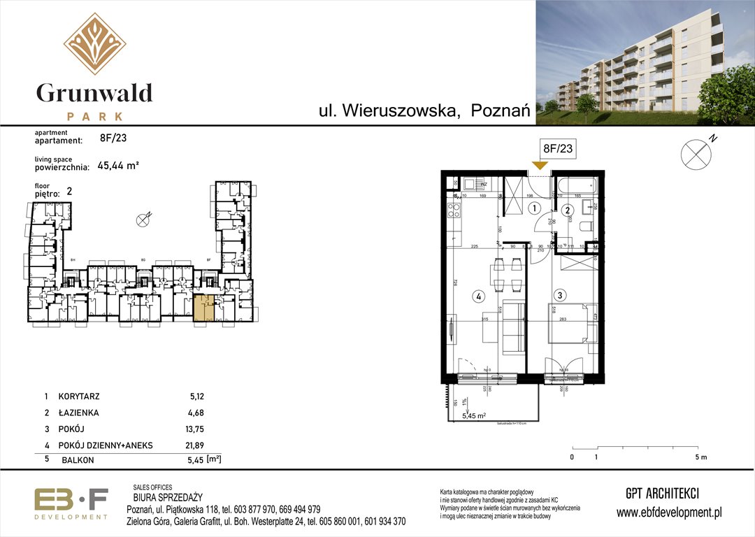 Nowe mieszkanie dwupokojowe Grunwald Park - ul. Wieruszowska 8 Poznań, Grunwald, Wieruszowska 8  45m2 Foto 1