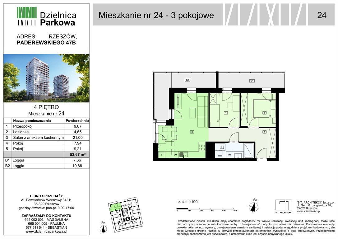 Nowe mieszkanie trzypokojowe Dzielnica Parkowa Rzeszów, Paderewskeigo 51  53m2 Foto 1