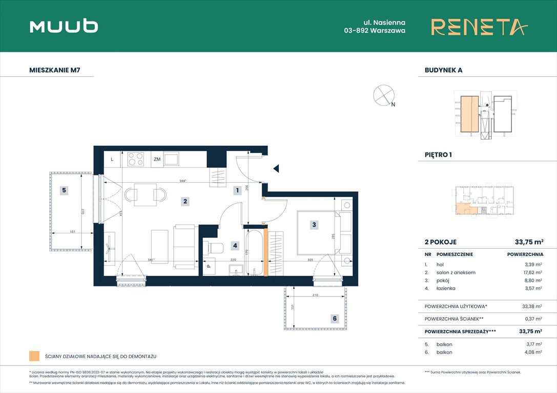Nowe mieszkanie dwupokojowe RENETA Warszawa, Włochy, Nasienna 11  34m2 Foto 1