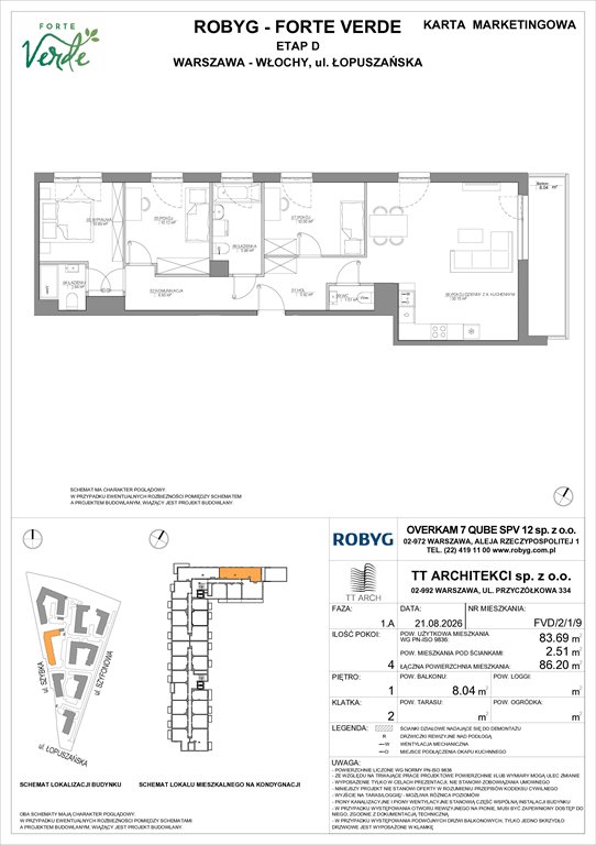 Nowe mieszkanie czteropokojowe  Forte Verde Warszawa, Włochy, Łopuszańska 28  84m2 Foto 1