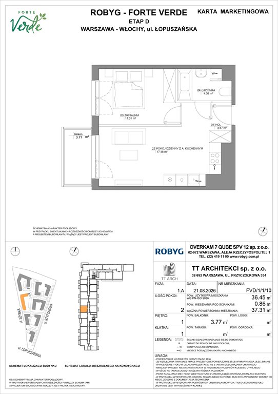 Nowe mieszkanie dwupokojowe Forte Verde Warszawa, Włochy, Łopuszańska 28  36m2 Foto 1