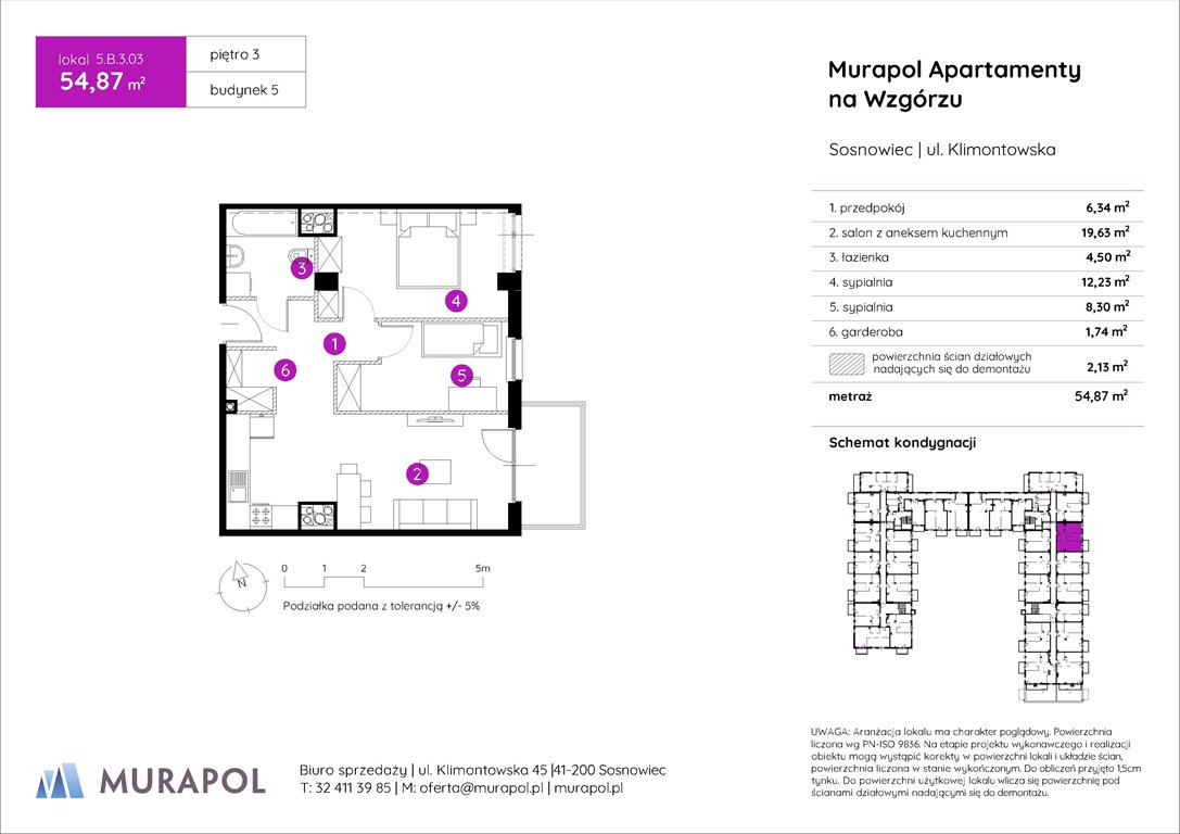 Nowe mieszkanie trzypokojowe Murapol Apartamenty na Wzgórzu Sosnowiec, ul. Klimontowska  55m2 Foto 1