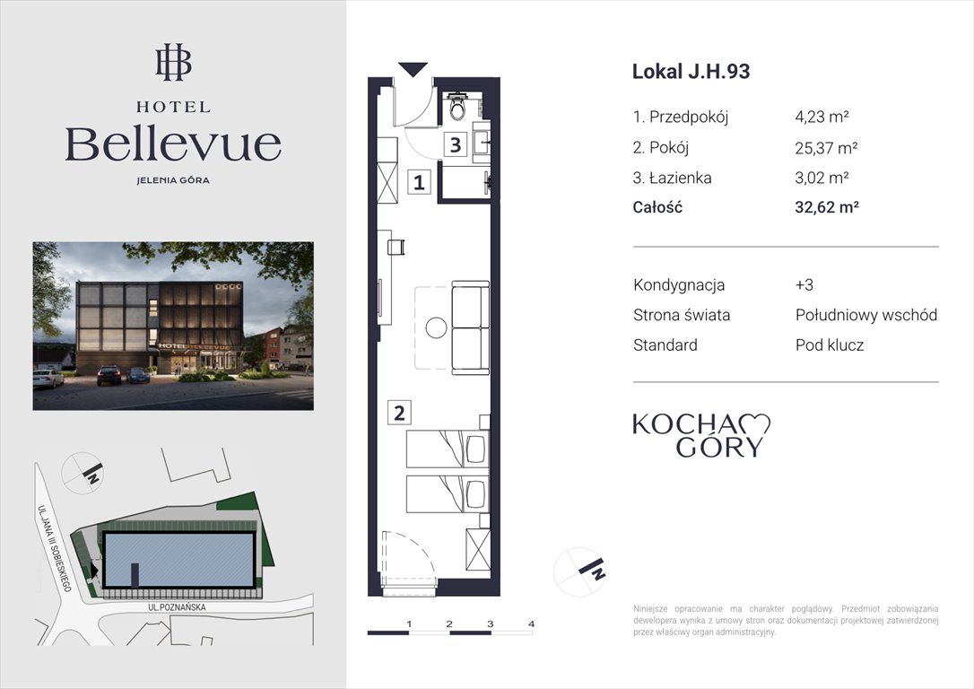 Condo Apartament jednopokojowy Hotel Bellevue Jelenia Góra, Centrum, ul. Jana III Sobieskiego 56  33m2 Foto 1