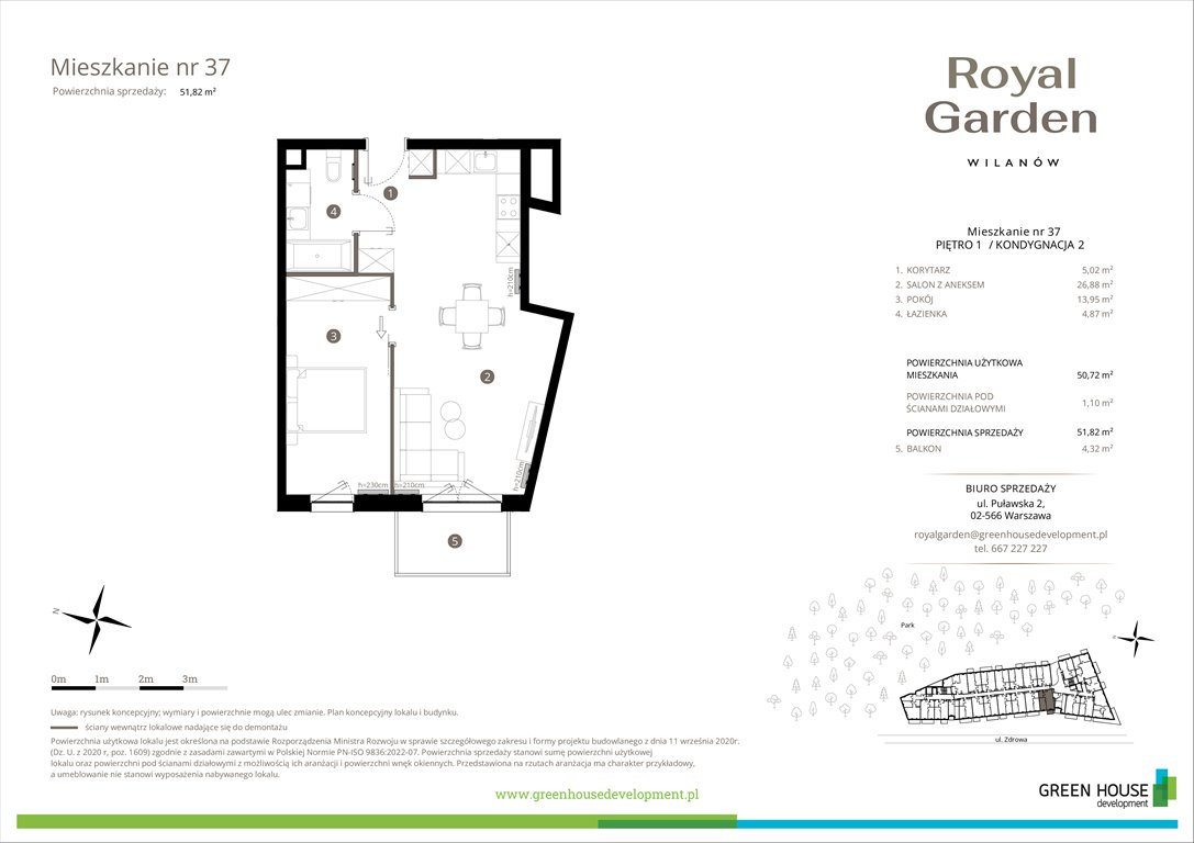 Nowe mieszkanie dwupokojowe Royal Garden Wilanów Warszawa, Wilanów, Zdrowa 2  51m2 Foto 1