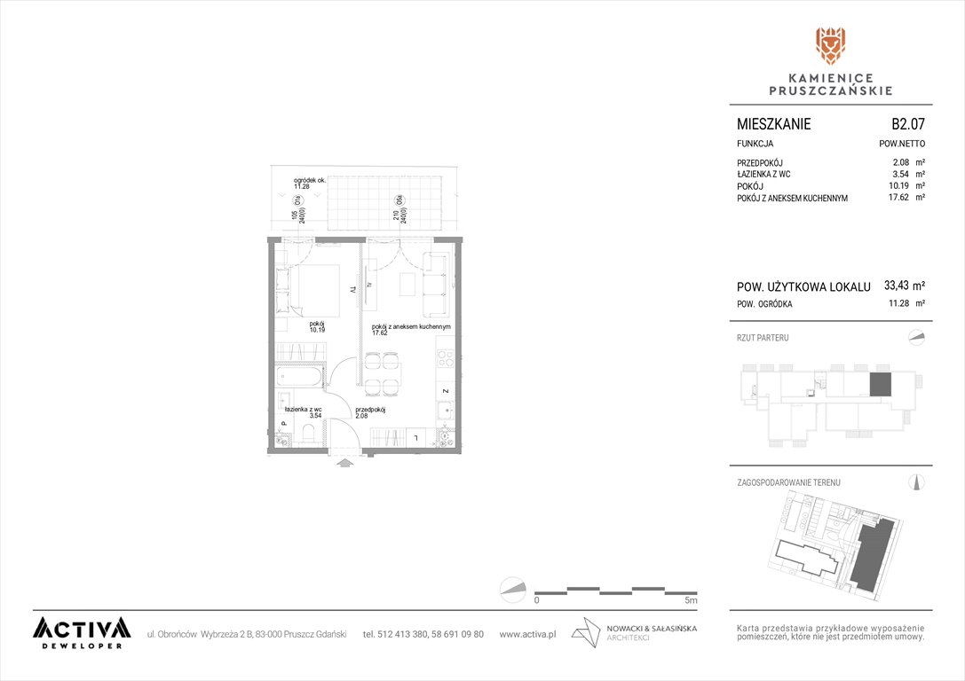 Nowe mieszkanie dwupokojowe Kamienice Pruszczańskie Pruszcz Gdański, ul. Grunwaldzka 71B, 71C  33m2 Foto 1
