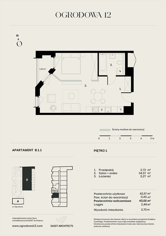 Nowe mieszkanie Apartamentowiec Ogrodowa 12 Poznań, Ogrodowa 12  43m2 Foto 1