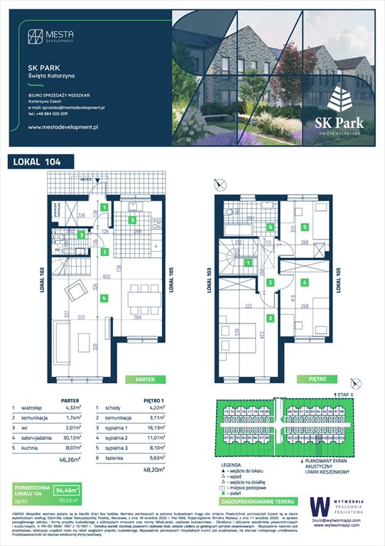 Nowe mieszkanie czteropokojowe  SK Park Święta Katarzyna Siechnice, Święta Katarzyna, Łąkowa  94m2 Foto 1
