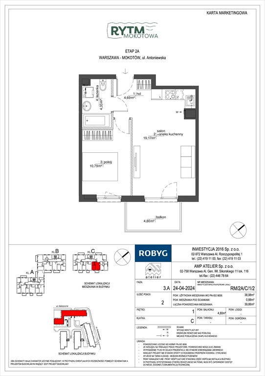 Nowe mieszkanie dwupokojowe Rytm Mokotowa Warszawa, Mokotów, Antoniewska  39m2 Foto 1