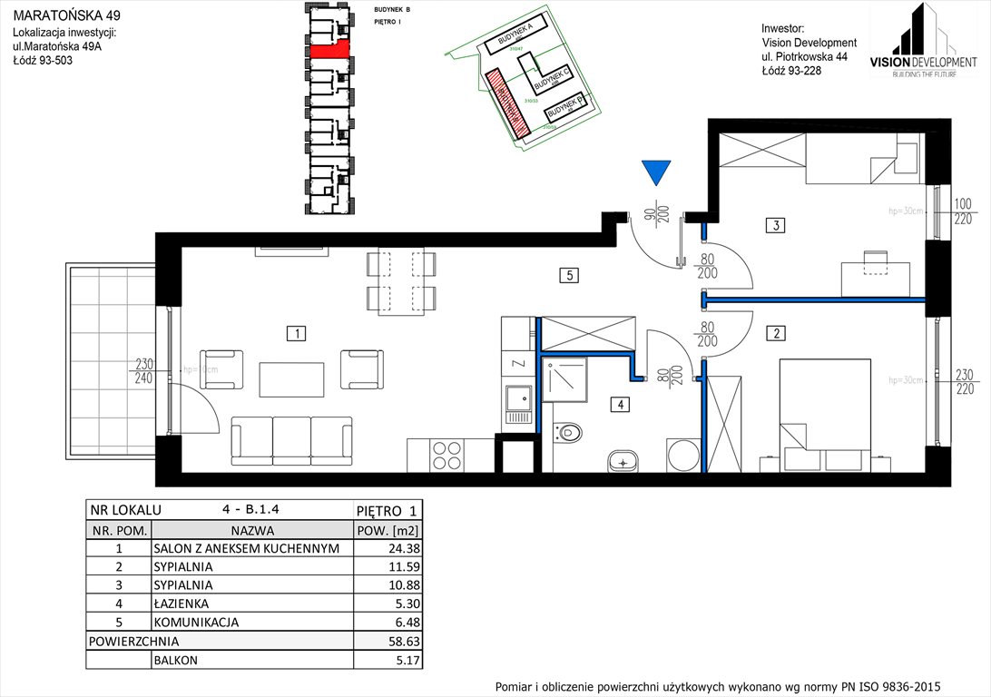 mieszkanie na sprzedaż 59m2 mieszkanie Łódź, Retkinia, Maratońska 49C