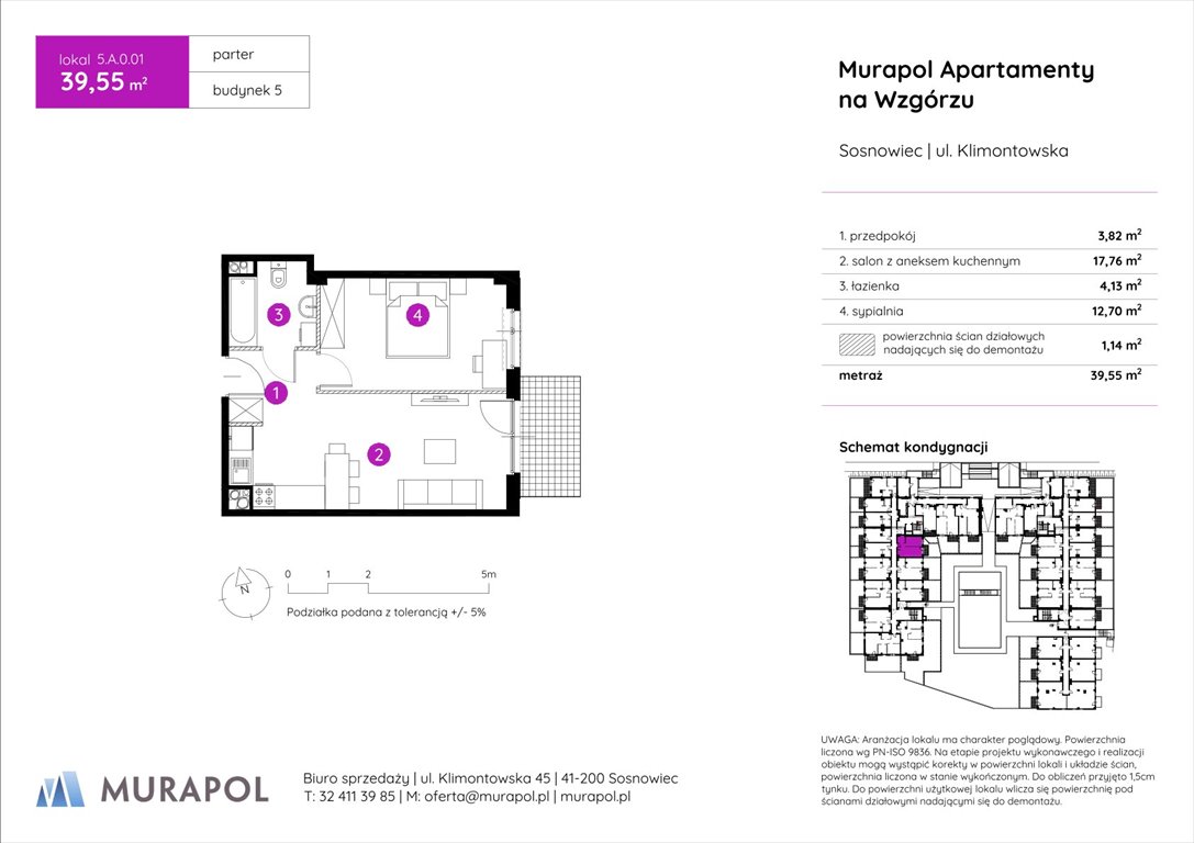 Nowe mieszkanie dwupokojowe Murapol Apartamenty na Wzgórzu Sosnowiec, ul. Klimontowska  40m2 Foto 1