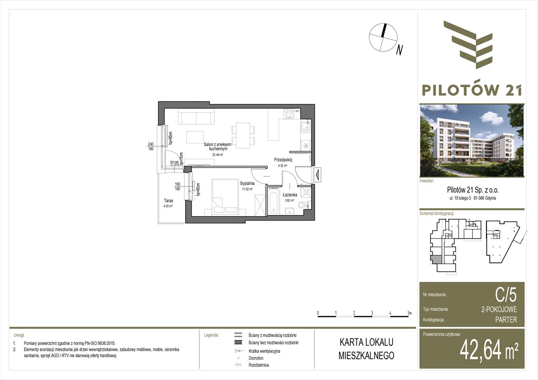 Nowe mieszkanie dwupokojowe Pilotow 21 Gdańsk, Zaspa, Pilotów 21  43m2 Foto 1