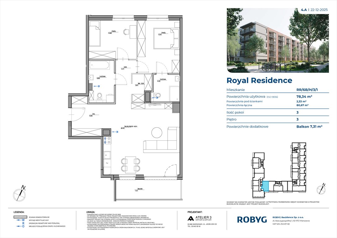 Nowe mieszkanie trzypokojowe Royal Residence Warszawa, Wilanów, Sarmacka  79m2 Foto 1