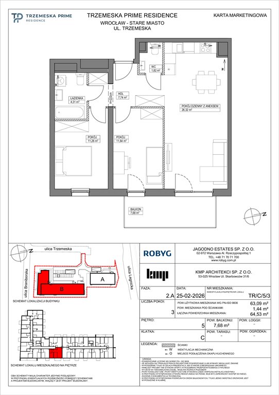 Nowe mieszkanie trzypokojowe Trzemeska Prime Residence Wrocław, Stare Miasto, Trzemeska  63m2 Foto 1
