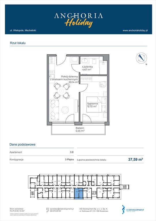 Nowe mieszkanie dwupokojowe Anchoria Holiday Mechelinki, Wielopole 36-38  38m2 Foto 1