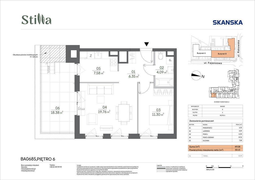 Nowe mieszkanie dwupokojowe Stilla Warszawa, Fajansowa 5  49m2 Foto 1