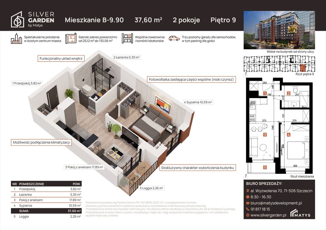 Nowe mieszkanie dwupokojowe Silver Garden Szczecin, Centrum, al. Wyzwolenia 70 / ul. Staszica 21  38m2 Foto 1