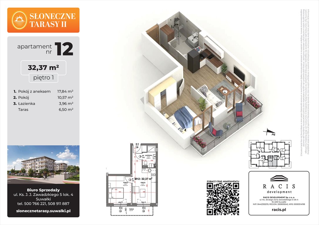 Nowe mieszkanie Słoneczne Tarasy II Suwałki, ul. Sportowa  32m2 Foto 1