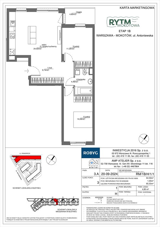 Nowe mieszkanie trzypokojowe Rytm Mokotowa Warszawa, Mokotów, Antoniewska  65m2 Foto 1