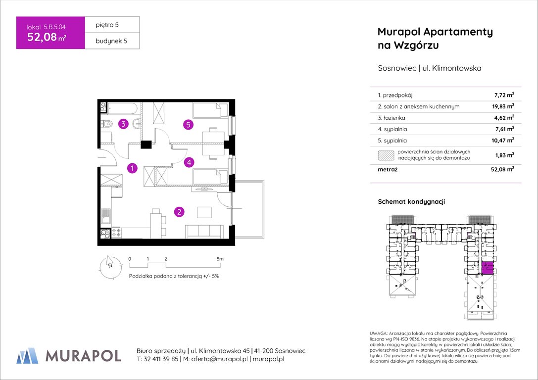 Nowe mieszkanie trzypokojowe Murapol Apartamenty na Wzgórzu Sosnowiec, ul. Klimontowska  52m2 Foto 1