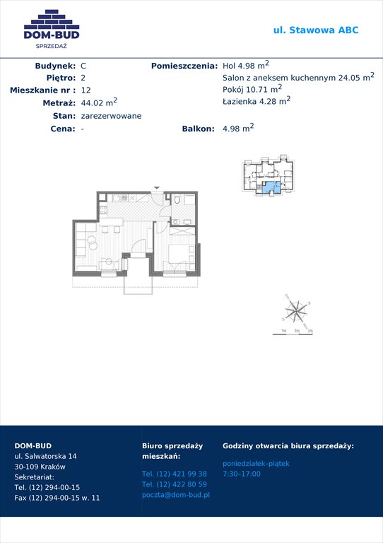 Nowe mieszkanie dwupokojowe Stawowa Kraków, Bronowice Wielkie, Stawowa  44m2 Foto 1