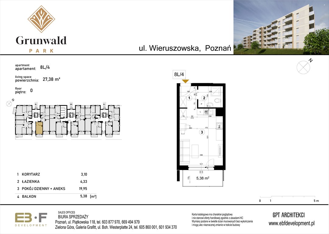 Nowa kawalerka Grunwald Park - ul. Wieruszowska 8 Poznań, Grunwald, Wieruszowska 8  27m2 Foto 1