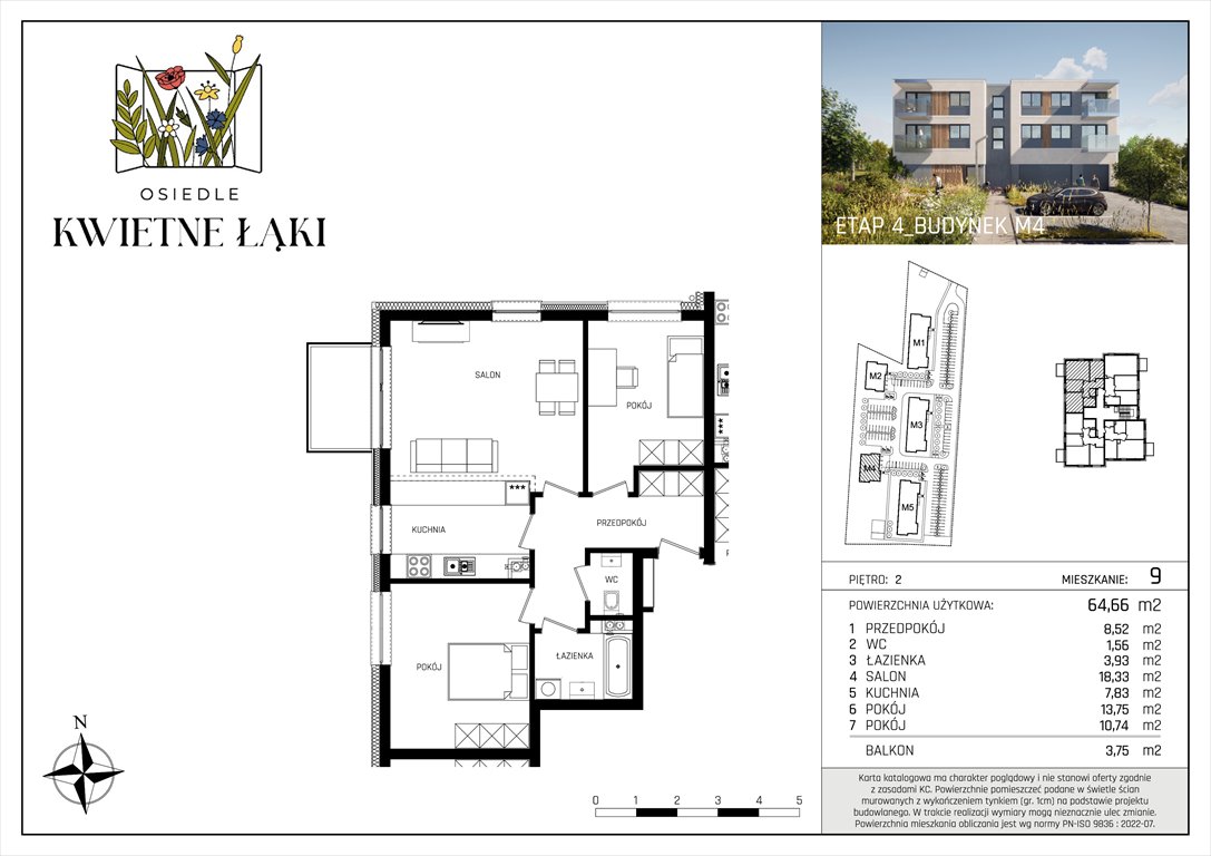 Nowe mieszkanie trzypokojowe Osiedle Kwietne Łąki Poddębice, Targowa 17  65m2 Foto 1