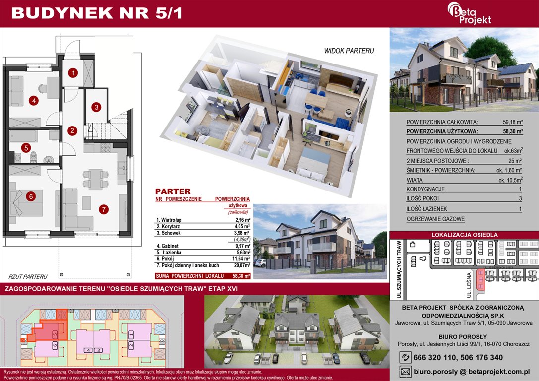Nowe mieszkanie trzypokojowe Osiedle Szumiących Traw Etap XVI Porosły, Jesiennych Liści 99/1  58m2 Foto 1