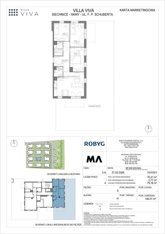 Nowe mieszkanie czteropokojowe  VILLA VIVA Wrocław, Iwiny, ul. Franza Petera Schuberta  76m2 Foto 1