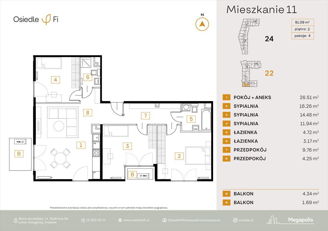 Nowe mieszkanie czteropokojowe  Osiedle FI 3 Kraków, Podgórze, Rzemieślnicza 22-24  91m2 Foto 1