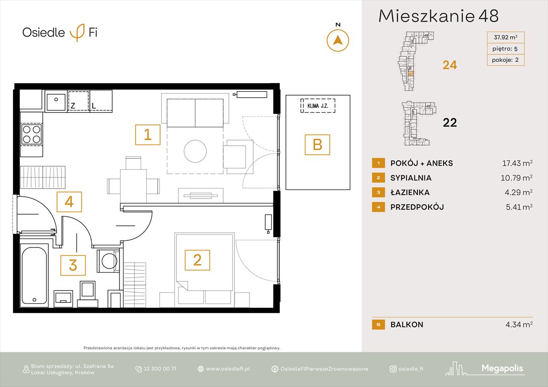 Nowe mieszkanie dwupokojowe Osiedle FI 3 Kraków, Podgórze, Rzemieślnicza 22-24  38m2 Foto 1