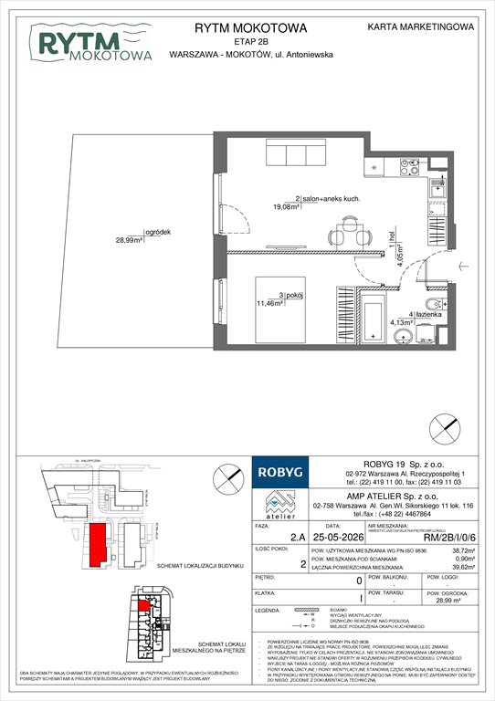Nowe mieszkanie dwupokojowe Rytm Mokotowa Warszawa, Mokotów, Antoniewska 3B  39m2 Foto 1