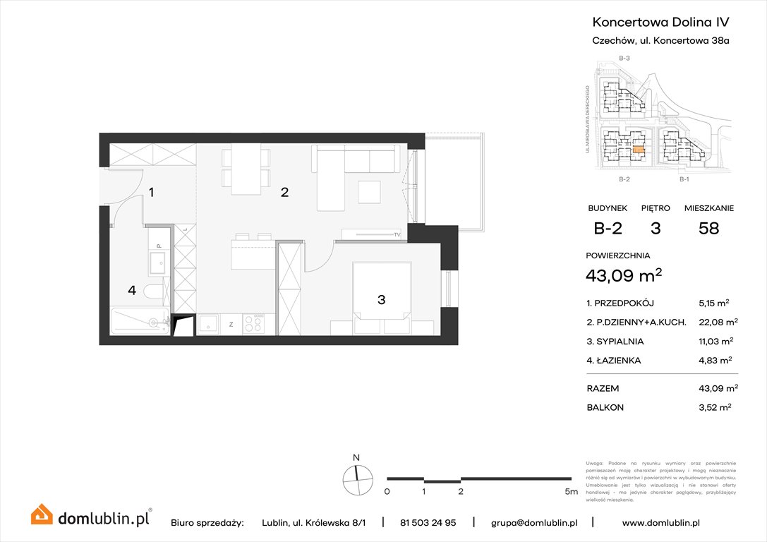 Nowe mieszkanie dwupokojowe Koncertowa Dolina Lublin, Choiny, Koncertowa  43m2 Foto 1