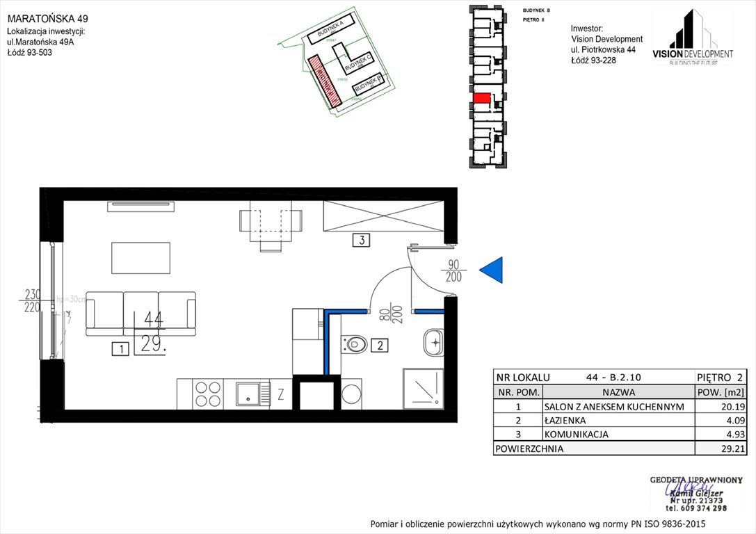 Nowa kawalerka Maratońska 49 Nowa Retkinia  Łódź, Retkinia, Maratońska 49C  29m2 Foto 1