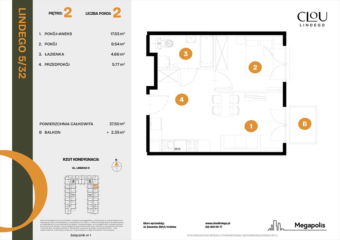 Nowe mieszkanie dwupokojowe Clou Lindego Kraków, Lindego 5  38m2 Foto 1