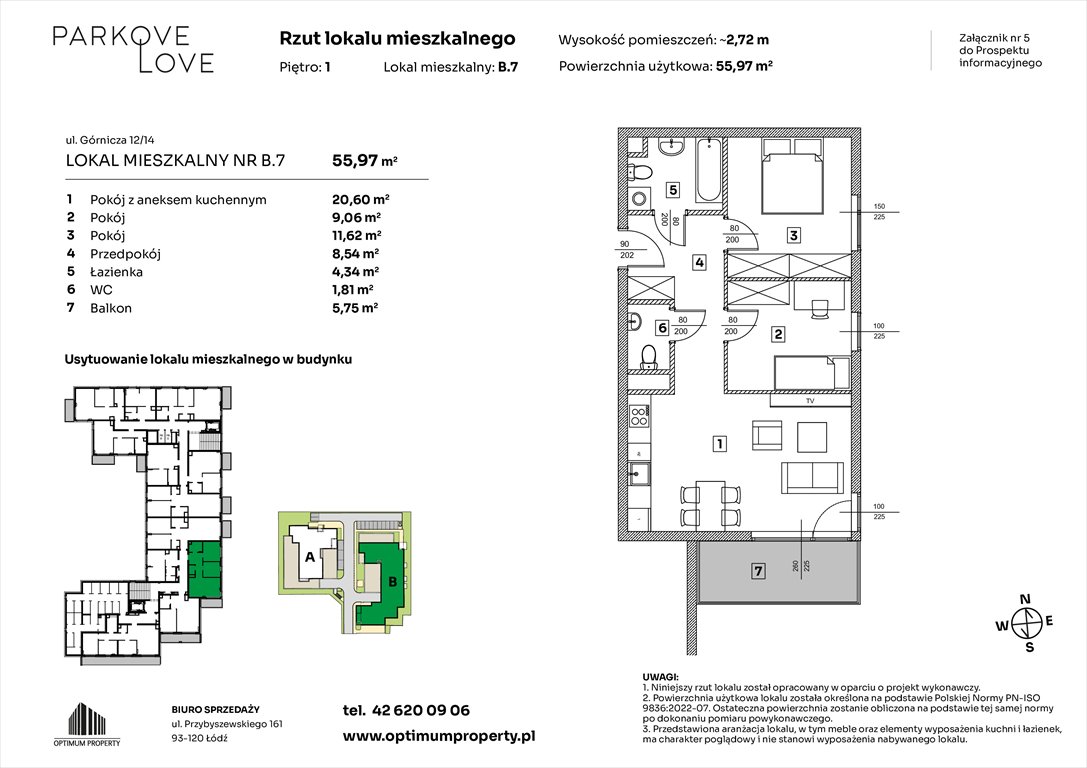 Nowe mieszkanie trzypokojowe PARKOVE LOVE Łódź, Bałuty-Doły, ul. Górnicza 12/14  56m2 Foto 1