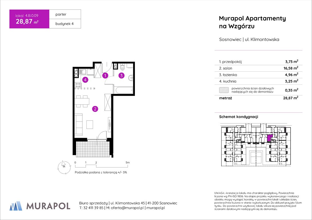 Nowa kawalerka Murapol Apartamenty na Wzgórzu Sosnowiec, ul. Klimontowska  29m2 Foto 1