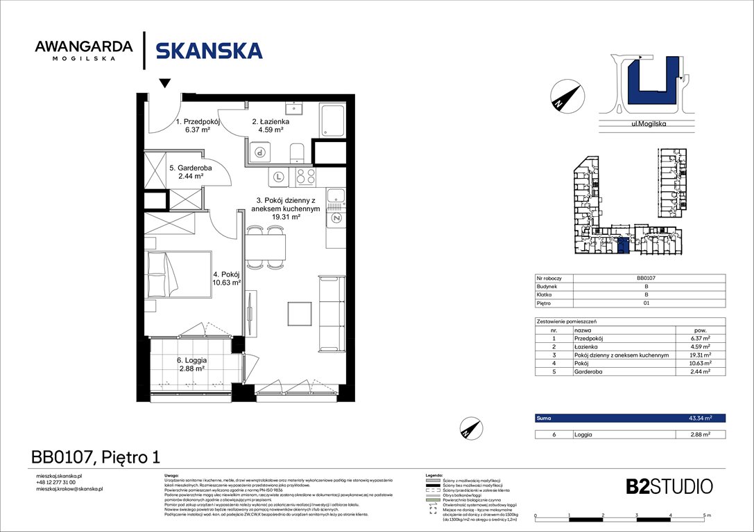 Nowe mieszkanie dwupokojowe Awangarda Mogilska Kraków, Prądnik Czerwony, Mogilska 126  43m2 Foto 1