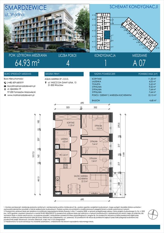 Nowe mieszkanie czteropokojowe  AQUA MARINA SMARDZEWICE, WODNA  65m2 Foto 1