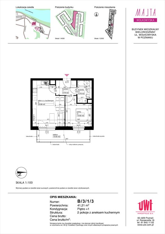 Nowe mieszkanie dwupokojowe MALTA Wołkowyska etap 3 Poznań, Rataje, ul. Klemensa Mikuły 1 i 3  41m2 Foto 1