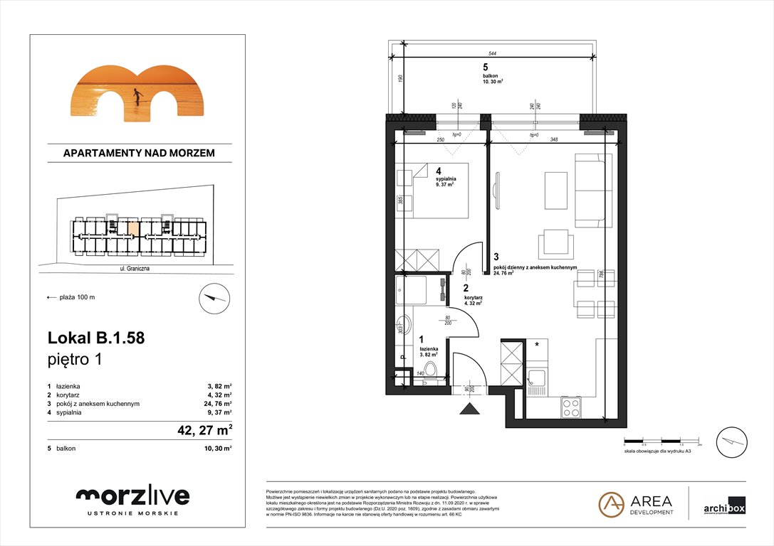 Nowe mieszkanie dwupokojowe MORZLIVE Ustronie Morskie, Graniczna 4  42m2 Foto 1