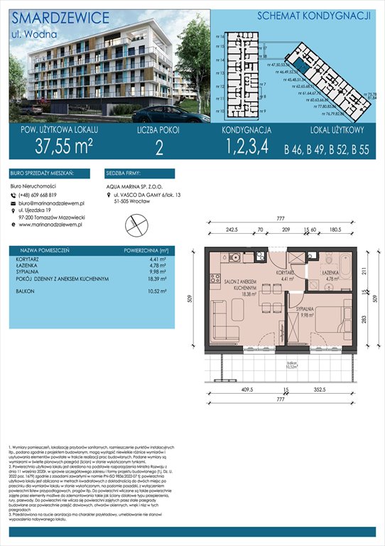 Nowe mieszkanie dwupokojowe AQUA MARINA SMARDZEWICE, WODNA  38m2 Foto 1