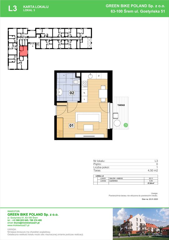 Nowa kawalerka Mickiewicza 21 Residence  Śrem, Mickiewicza 21C  28m2 Foto 1
