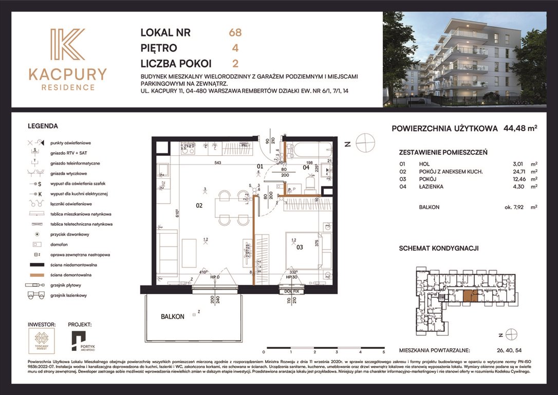 Nowe mieszkanie dwupokojowe Kacpury Residence Warszawa, Rembetów, Kacpury 11  44m2 Foto 1