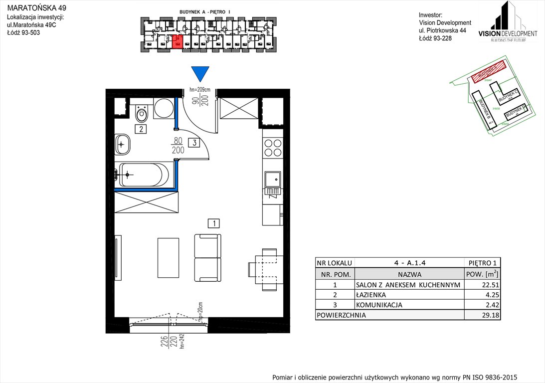 Nowa kawalerka Maratońska 49 Nowa Retkinia  Łódź, Retkinia, Maratońska 49C  29m2 Foto 1